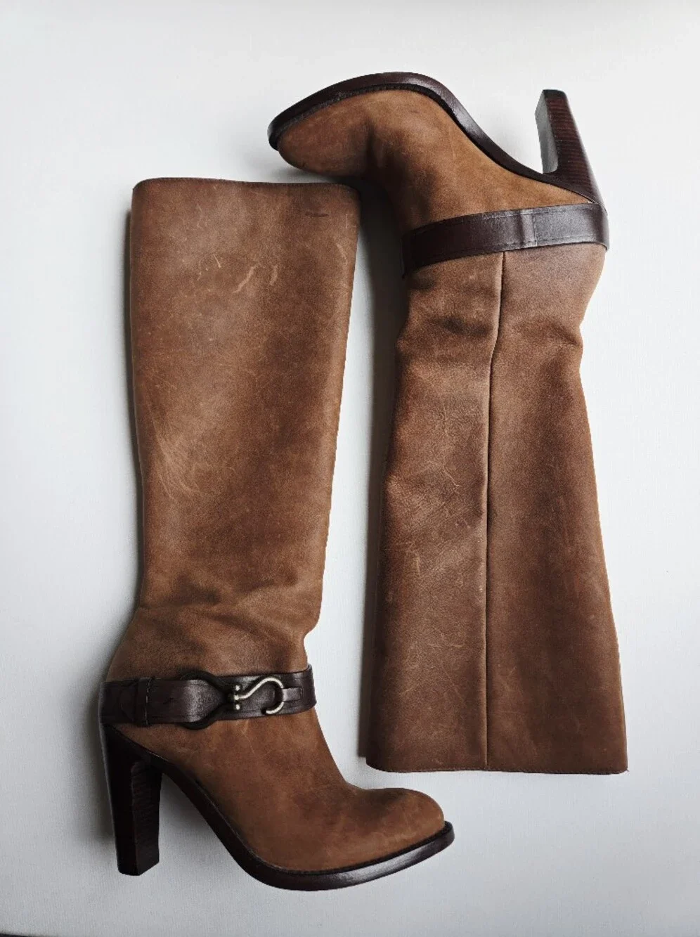 Cole Haan NikeAir Tantivy Brown Leather Knee High Heel Boots Women's Size 7